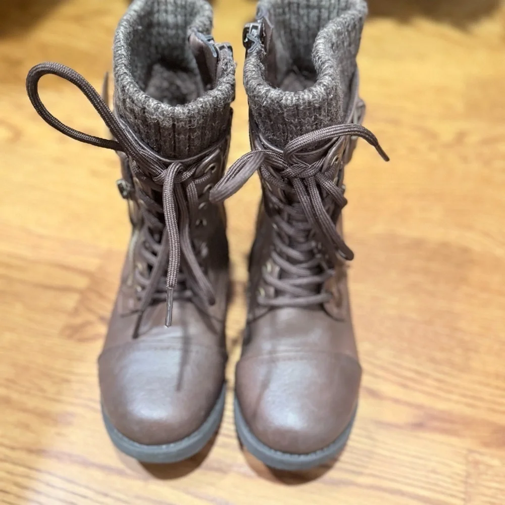 DREAM PAIRS Girl's Mid Calf Combat Ankle Lace up Boots size Little Girl 12